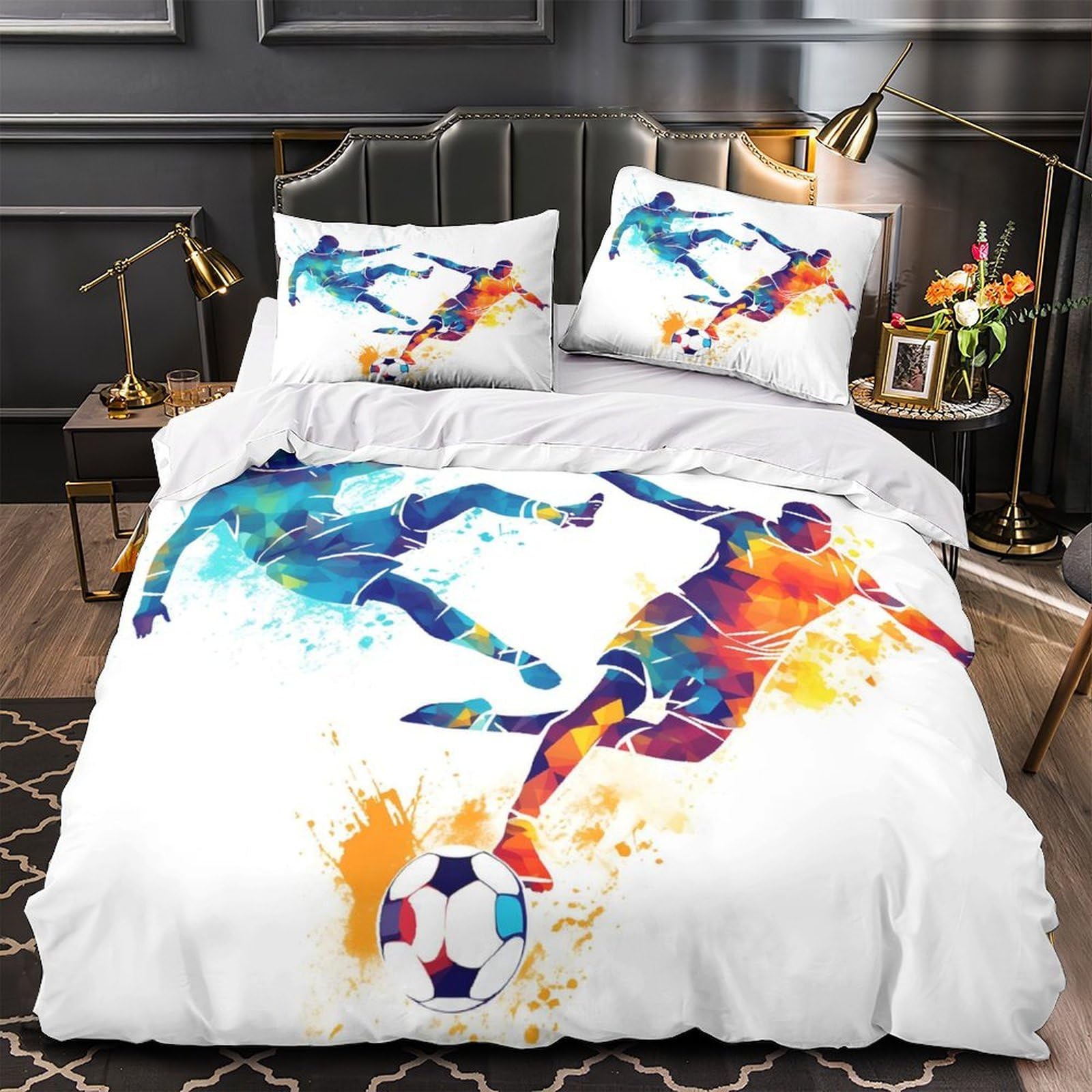 Parure de Lit Football 3D pour Chambre d'Ados Sportive et Confortable 220x240cm