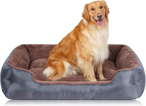 Miniatura 10 de Camas para perros pequeños, camas para mascotas pequeñas con laterales, cama rectangular para perros con fondo antideslizante Negro -,Marrón,Gris