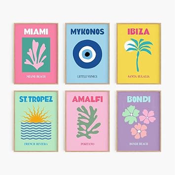Wasise Dopamine Decor - Colourful Wall Art, Wall Art for Bedroom, Funky Pictures, Painting Canvas, Colourful Home Decorations, Cute Girls Room Decor Teen, College Dorm English Letters Decorations