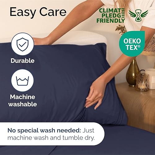 Vista 909 de Juego de sábanas de 4 piezas tamaño king, extrasuaves, transpirables y refrescantes con esquinas profundas, sábanas de fácil ajuste y sin arrugas
