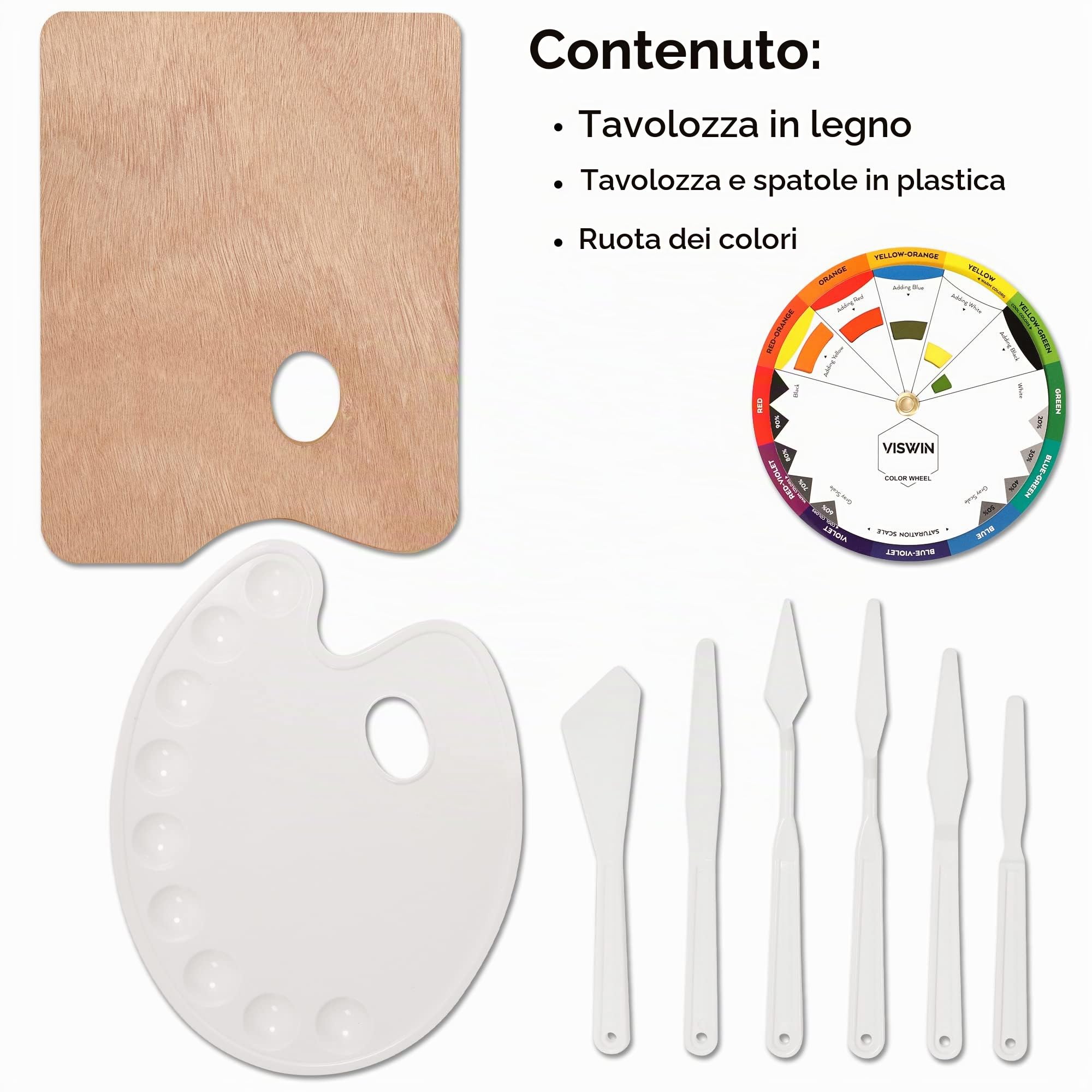 VISWIN Kit di Pittura Acrilica con Cavalletto, Set di Pittura Professionale con Acrilici & Colori Versatili, Tela & Accessori, Set per Adulti, Bambini, Artisti