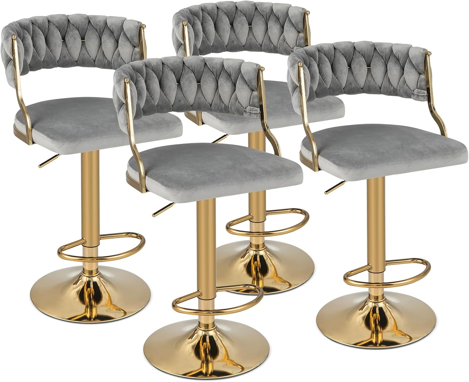 COSTWAY Bar Stools Set of 4, Max Load 400 Lbs, Modern Upholstered