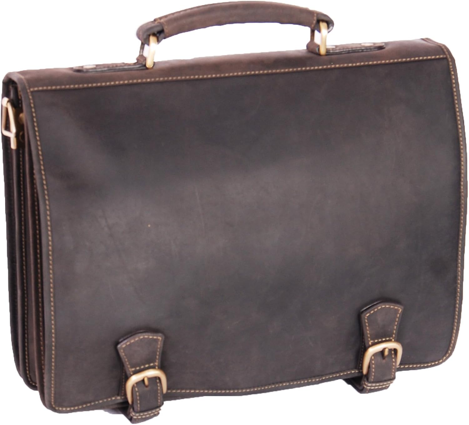 Mens Real Leather Messenger Satchel Organiser Laptop Bag Briefcase HALL Oil Brown, Brown, 40x30x13cm