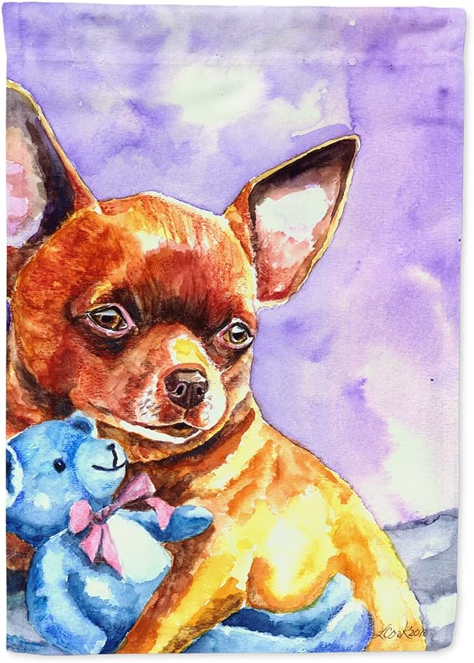 Caroline's Treasures 7340CHF Chihuahua with Teddy Bear House Flag Large Porch Sleeve Pole Decorative Outside Yard Banner Artwork Wall Hanging, Polyester, House Size, Multicolor