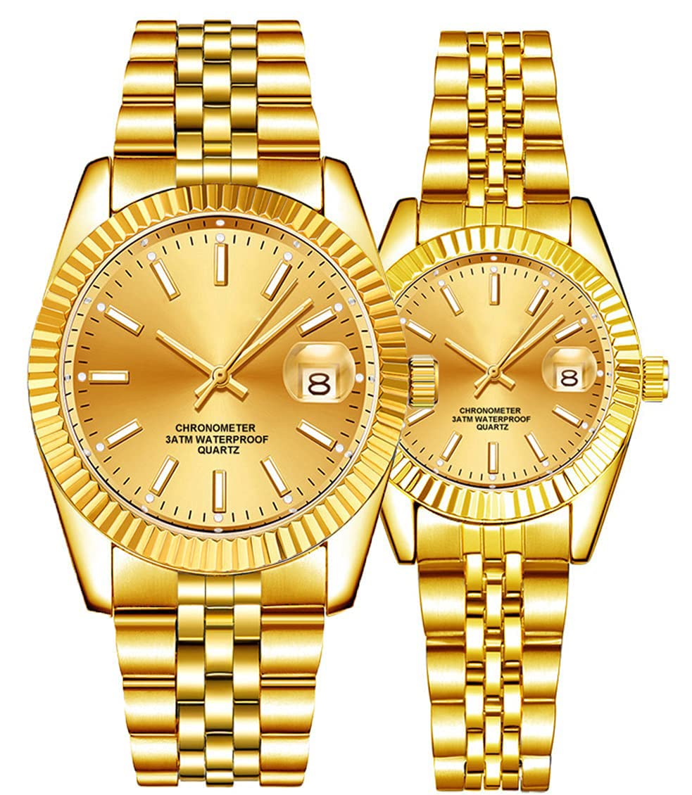 Couple Watches Fashion Silver Stainless Steel Pair Watches Men and Women Matching Quartz Wrist Watches Gifts Set of 2