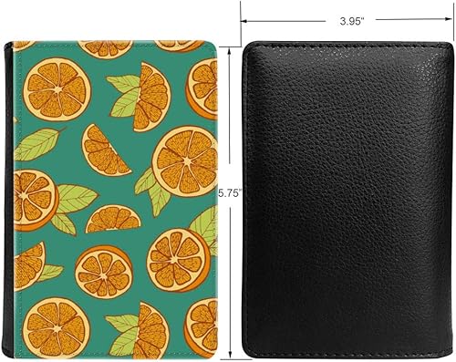 Miniatura 2 de PU Leather Passport Holder Travel Wallet RFID Blocking Card Case Cover With Unique Pattern (Orange slices