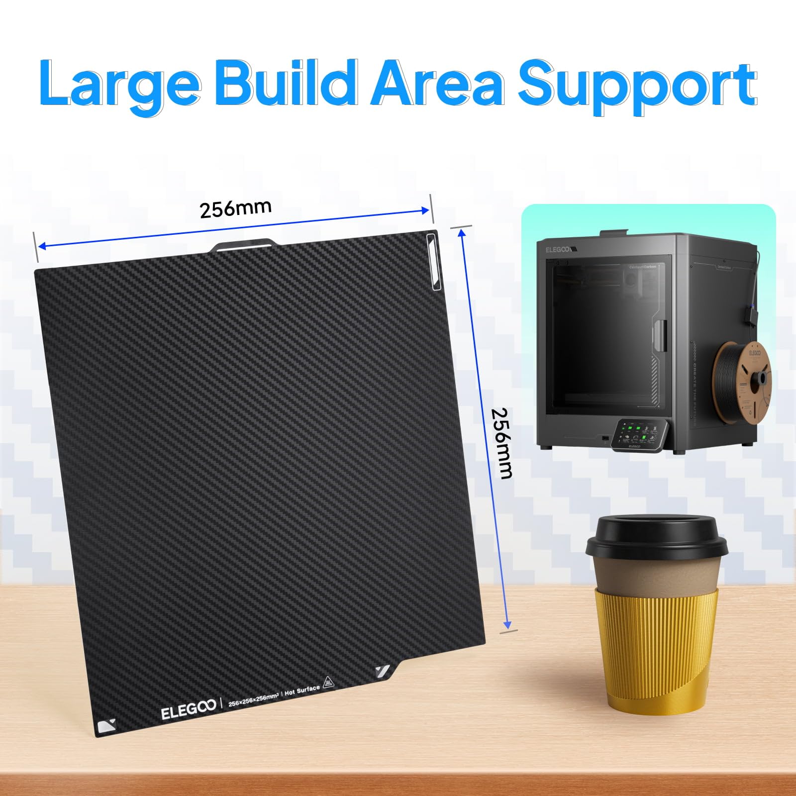 ELEGOO Płyta drukująca PEI 256 x 256 mm do drukarki 3D, opakowanie 3 elastycznych arkuszy stalowych magnetycznych z powierzchnią PEI, zdejmowane łóżko do drukowania ze stali sprężynowej do serii