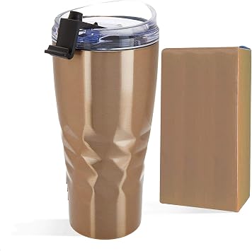 Primula Peak Hot or Cold Vacuum Sealed Triple Layer Copper Technology Tumbler with Matching Colored Gift Box, 20 Ounce Champagne