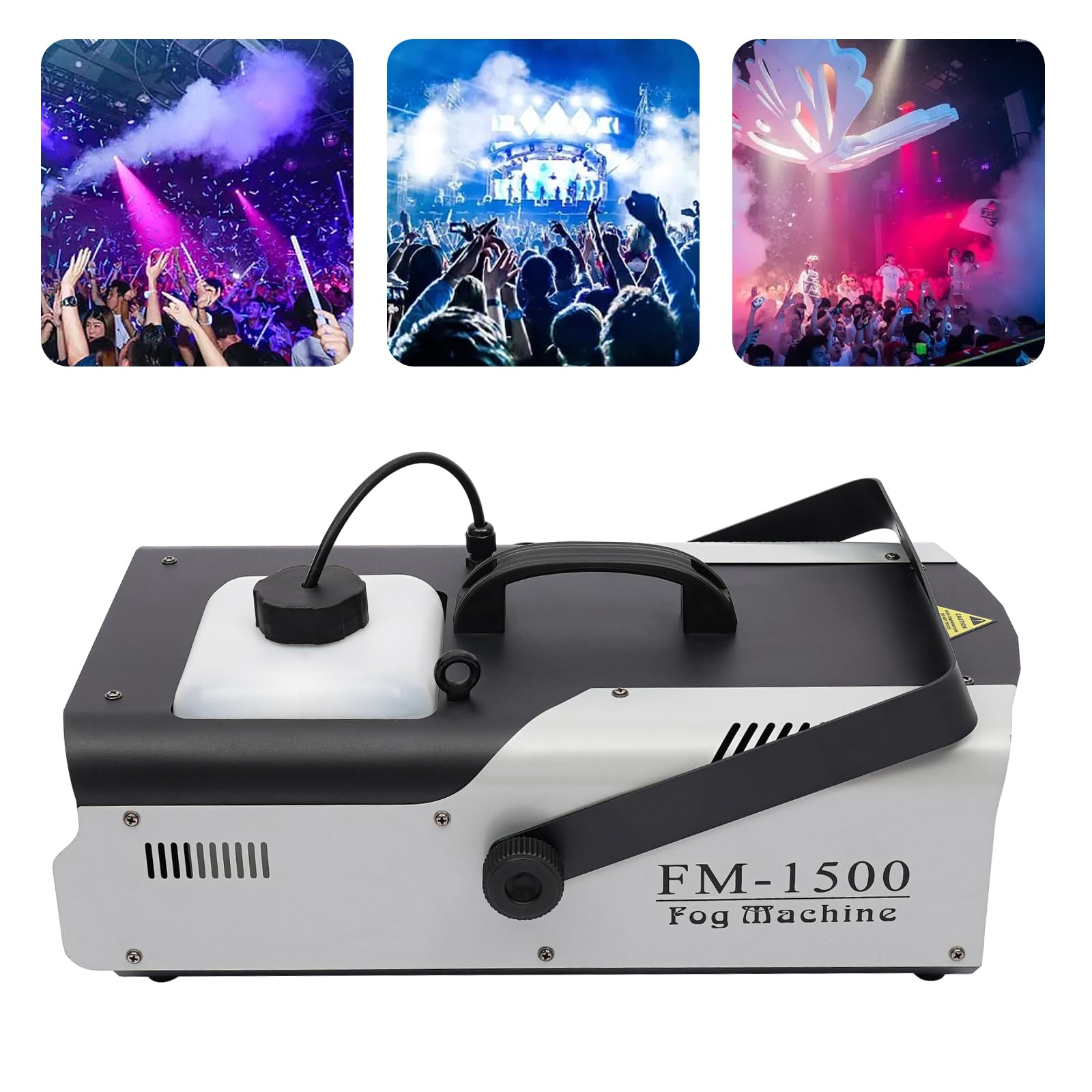 Macchina fumo, 1500 W, 9 LED Light Smoke Machine con DMX512 e radiocomandati, distanza del telecomando 10-30 m, per concerti dal vivo, teatri, DJ feste, 45 x 29 x 17 cm