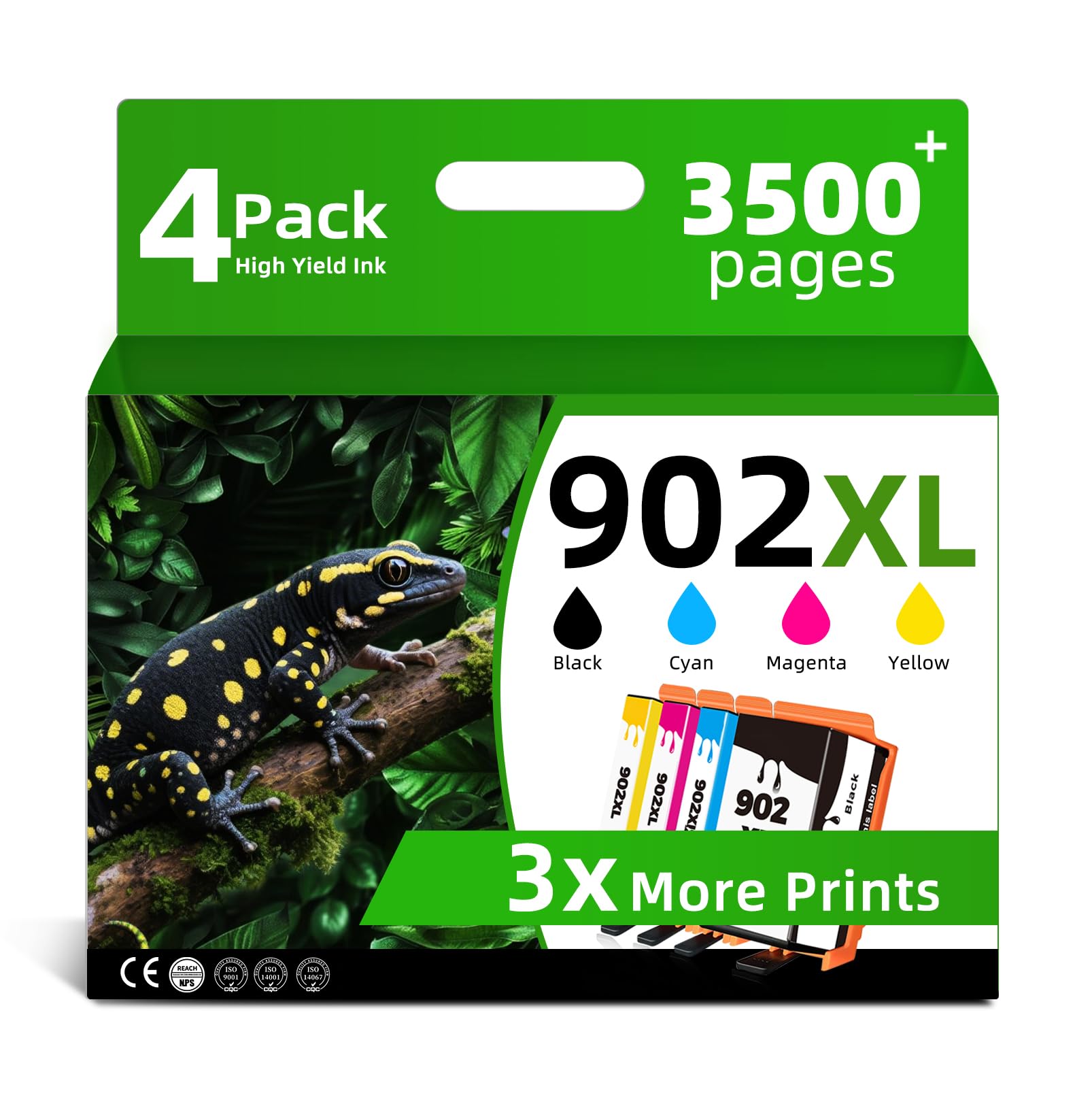 4-Pack HP 902XL Ink Cartridges - Black, Cyan, Magenta, Yellow For OfficeJet Printers