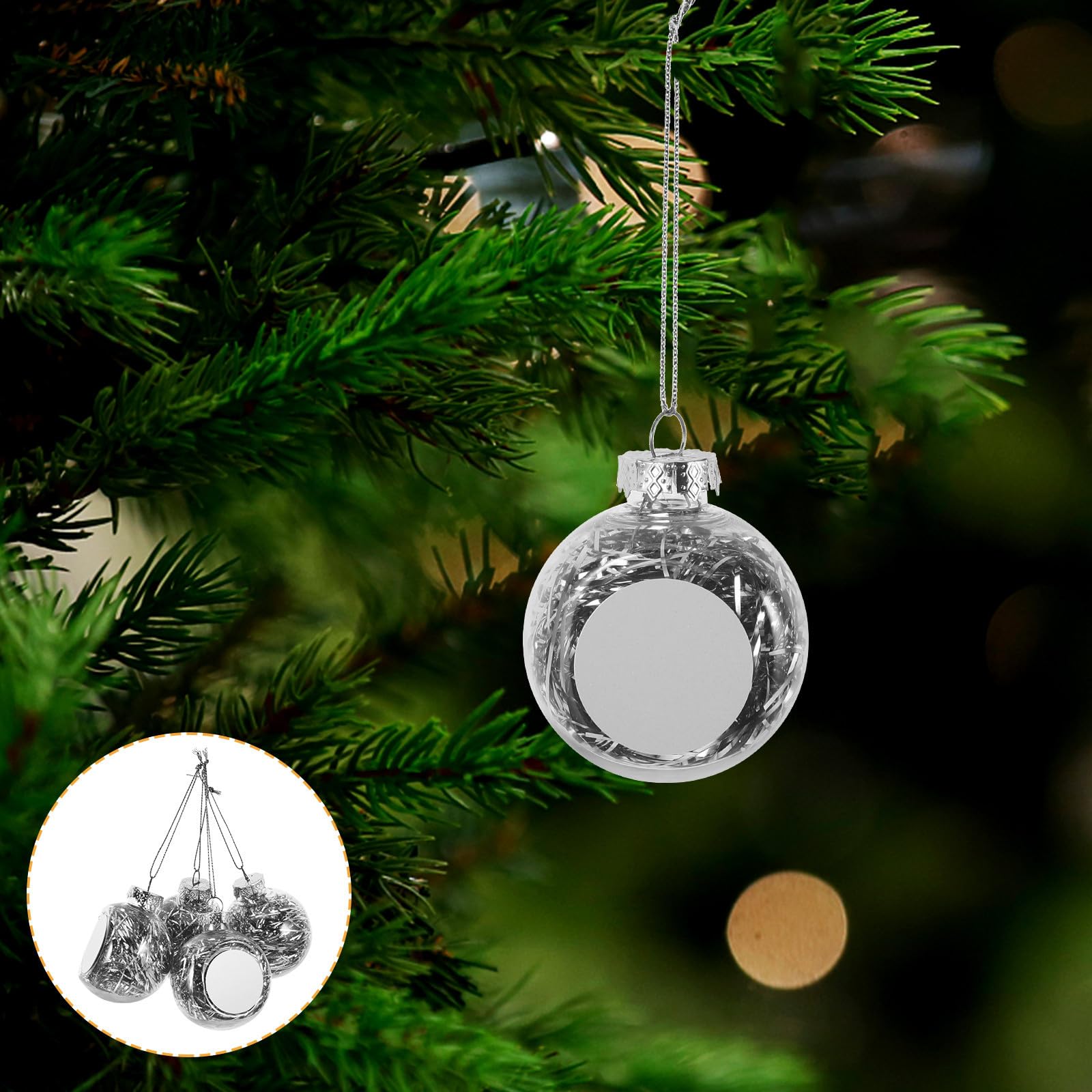 TOYANDONA 16 Stück Befüllbare Weihnachtskugeln aus Kunststoff, Silber,
