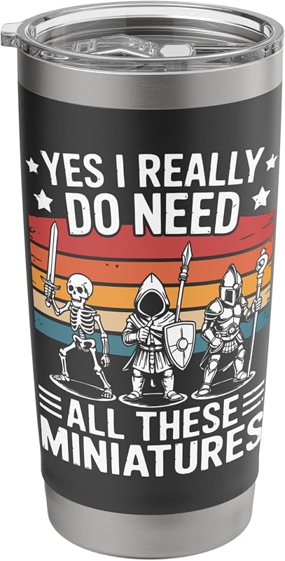Vaso aislado de acero inoxidable de Wargamer de mesa con figuras en miniatura