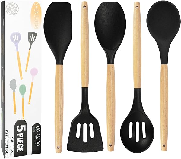 Kitchen Utensils Set, Non-Stick Silicone Kitchen Cooking Utensils, Kitchen Spatula Cookware Utensils Set, Heat Resistant