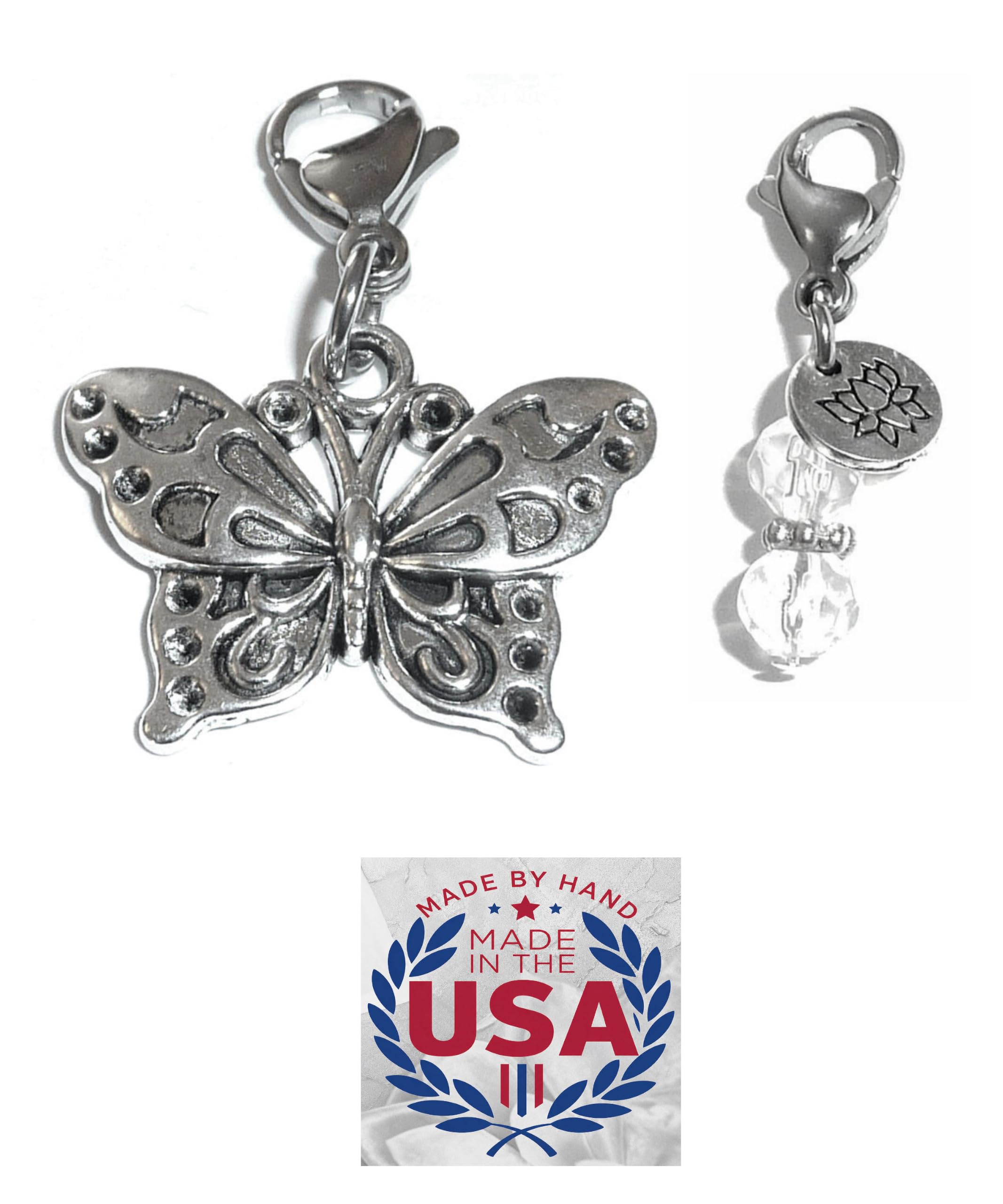 Hidden Hollow Beads Clip On Charm for Purse, Handbag, Keychain, Zipper Pull, Backpack, Jewelry Accessory, USA