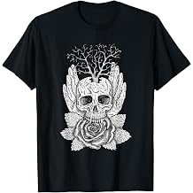Alt Clothing Aesthetic Goth - Vampire Skull Biting Rose T-Shirt