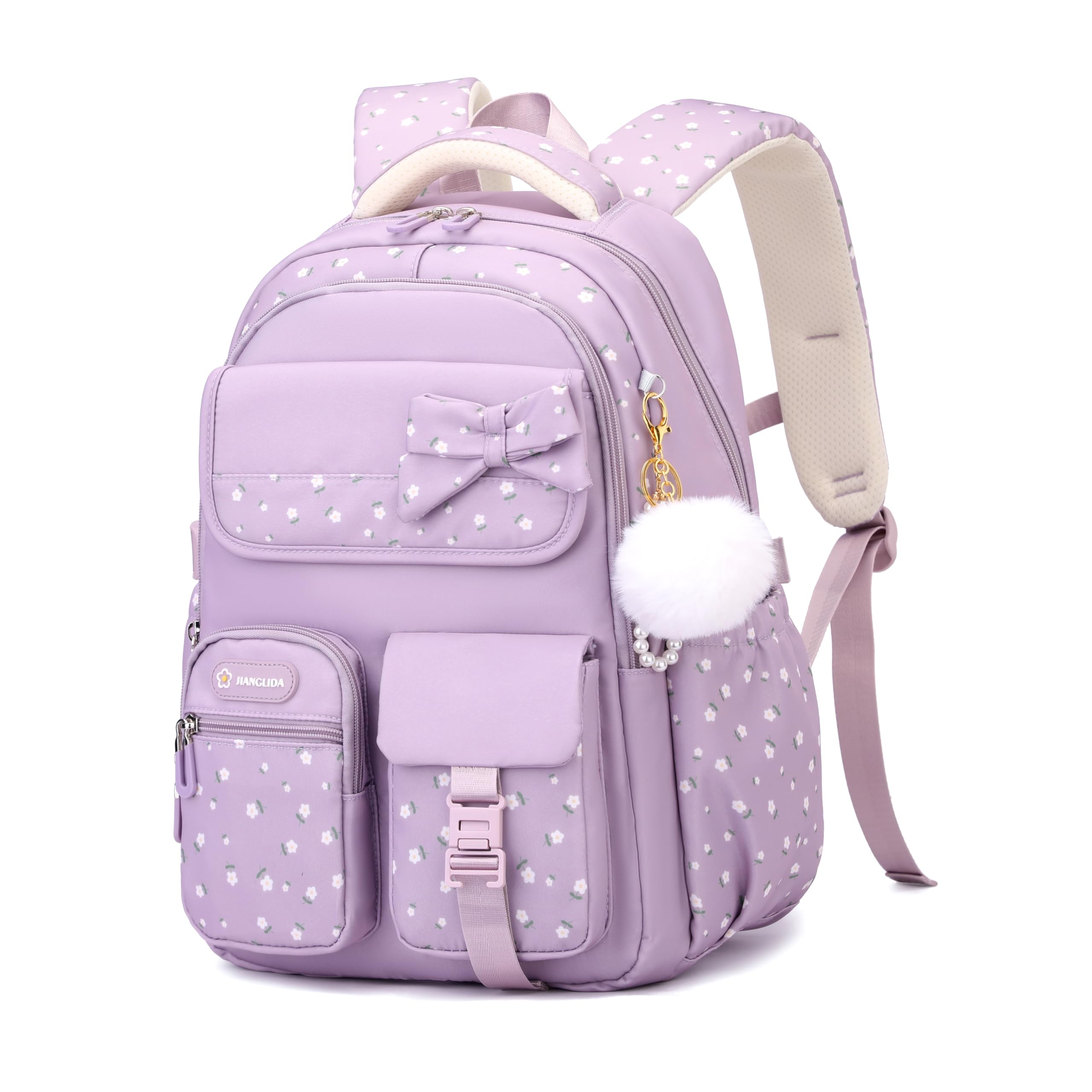 Amythe Schulranzen Mädchen Teen 6-15 Jahre Wasserdicht Junior, Lila | Laptopfach Oberstufe Leicht Lila Daypack Multitasche Geräumig Robust für Schule Reisen Wandern Freizeit