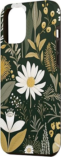 Vista 65 de Funda botánica retro para iPhone 11 Pro Max con diseño botánico bohemio y verde oliva