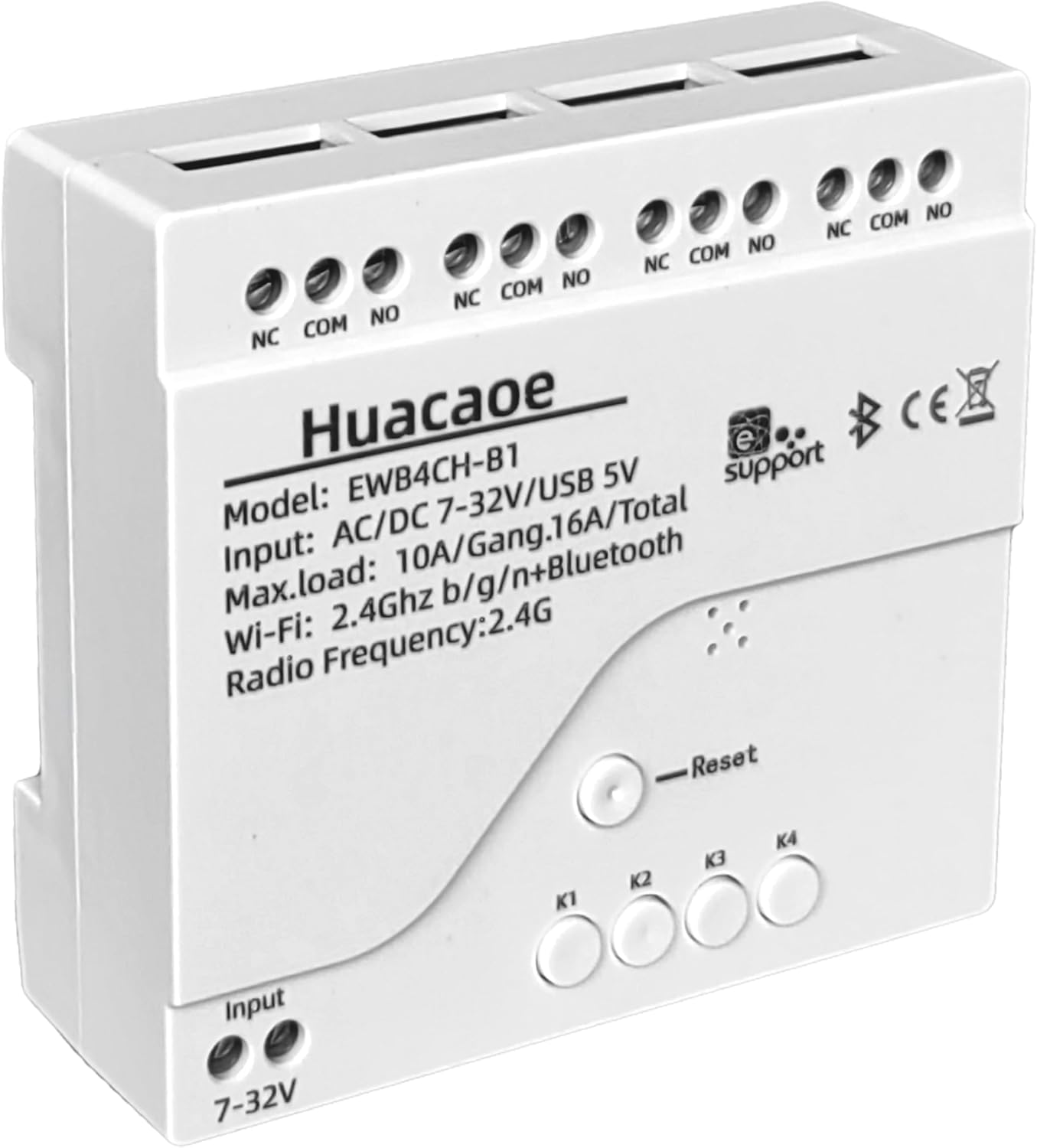 EWeLink 4CH 7-32V Smart WiFi Switch Controller, APP Remote Control, Bluetooth RF Remote Control, Point/Self-Locking/Interlocking, Compatible with Alexa