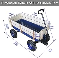 Vista 7 de Carro de carga de acero resistente con soporte lateral de madera con neumáticos todo terreno de 10", capacidad de arrastre de hasta 176lb, carro