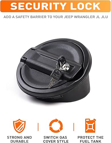 Miniatura 2 de Savadicar Cubierta de tapa de gas con bloqueo, puerta de tanque de llenado de combustible con cerradura compatible con Jeep Wrangler JL JLU