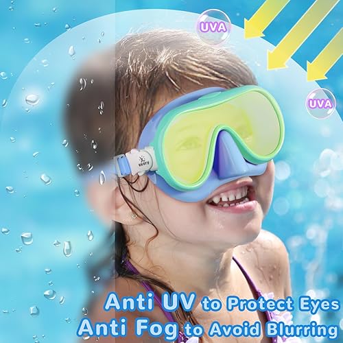 Miniatura 5 de Keary Gafas de natación para niños con cubierta de nariz para 5-16 años, máscara de natación para niños pequeños, niñas y jóvenes, antivaho