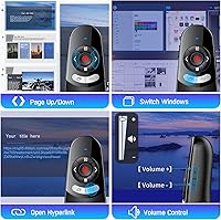 Vista 3 de 2 en 1 USB tipo C Clicker de presentación, control remoto inalámbrico para presentaciones en PowerPoint con control de volumen, avance