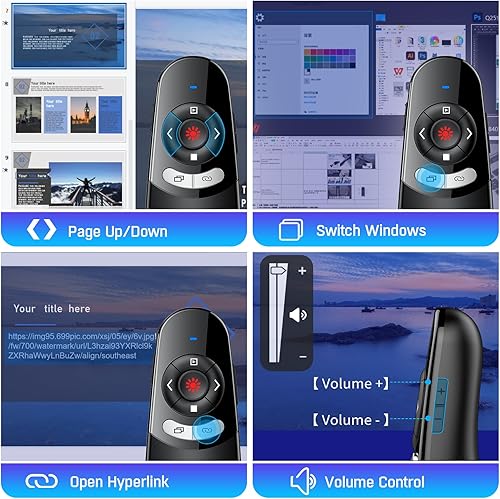 Miniatura 3 de Clicker de presentación USB tipo C 2 en 1, con control de volumen, para presentaciones de computadora y portátiles
