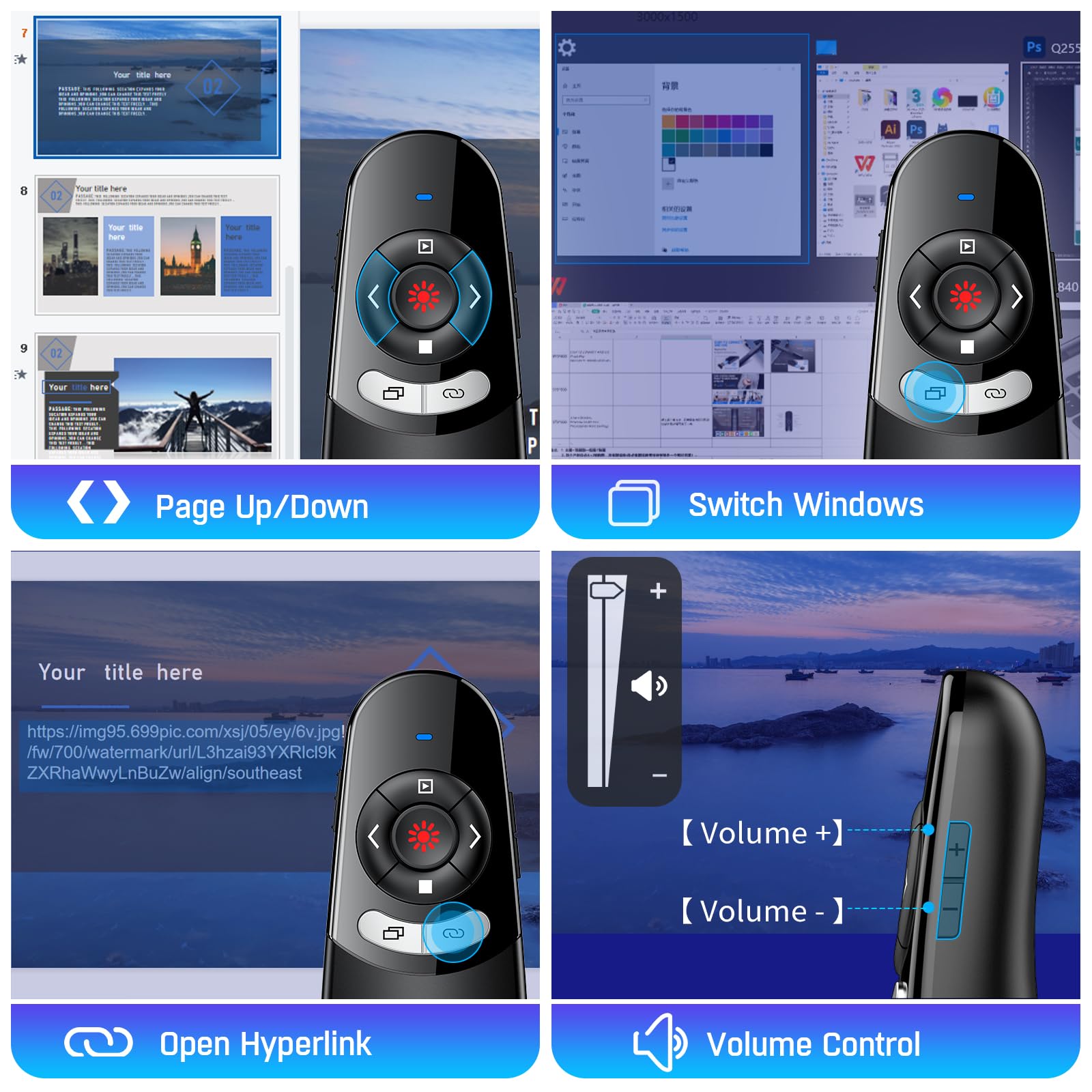 Snapklik.com : 2 In 1 Type C USB Presentation ClickerWireless Presenter ...