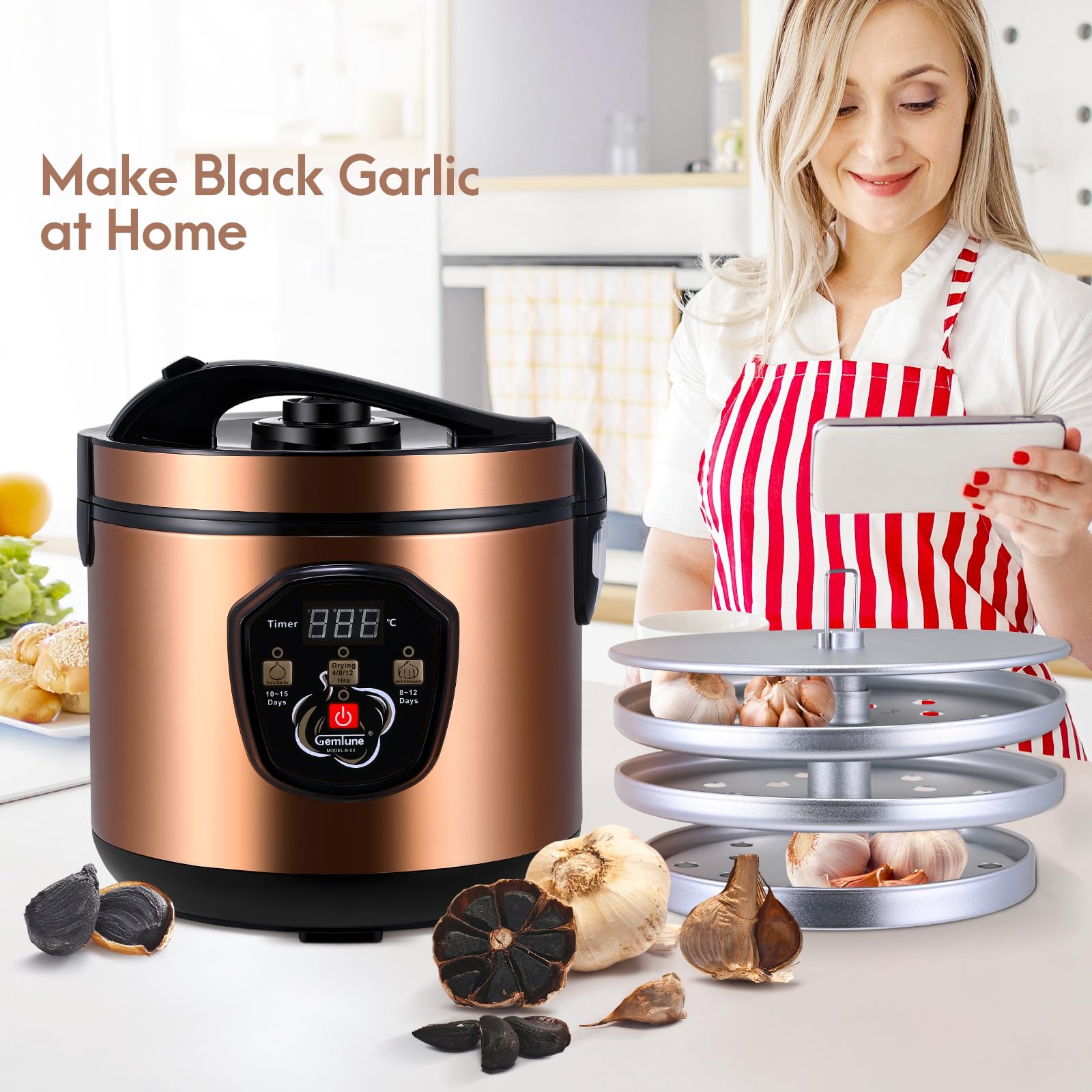 Schwarzer Knoblauch Fermenter 6L, Sunowl Joghurt Maschine, Automatische Intelligente Black Garlic Maker Schwarzer Knoblauch Fermentiert Fermentierter Knoblauch Maschine