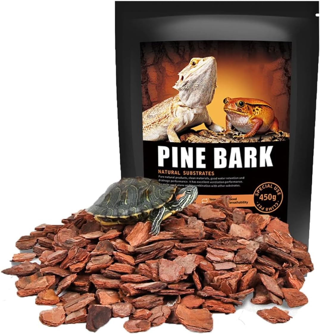 BNOSDM Reptile Cork Bark Substrate Bedding Tortoise Natural Cork Wood Chips Reptile Breeding Bedding Habitat Decor for Ball Python Lizard Snake Spiders Geckos Bearded Dragons Hermit Crabs (0.99LB)