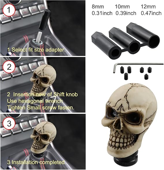 Skull Shift Knob Manual Cars Gear Shifter Stick Handle SUV Beige
