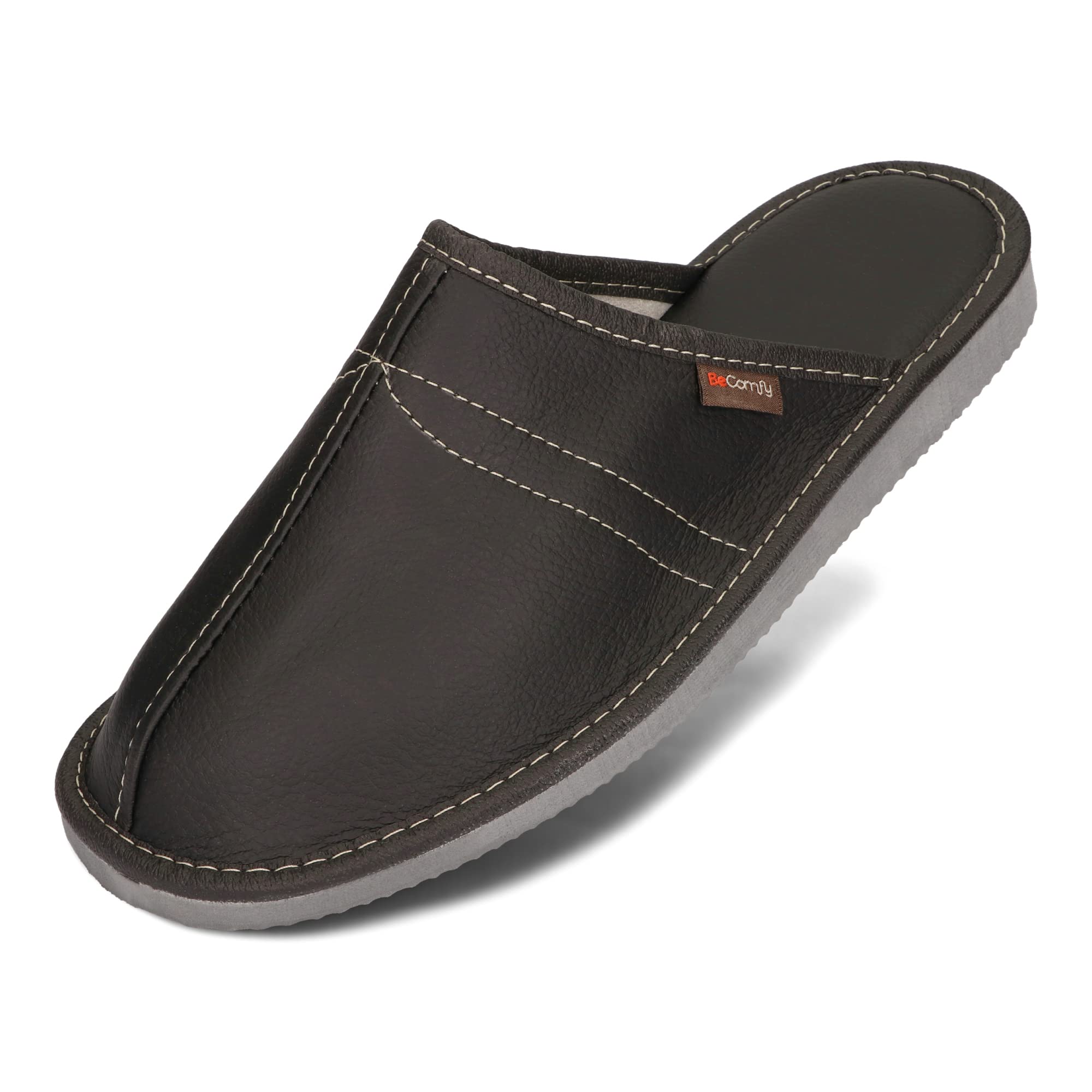 BeComfy Chaussures en Cuir Homme Pantoufles Semelle en Caoutchouc Noir Gris Marron Bleu 40 41 42 43 44 45 46 EU