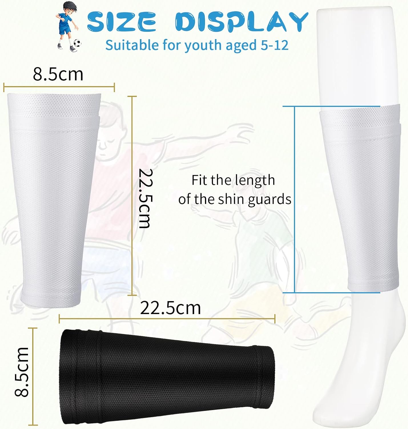 Skylety Soccer Shin Guard Sleeves Calf Compression Sleeves Football Leg Sleeve Compression Support Sports Sleeve Socks for Men and Women for Soccer Sport Running Cycling