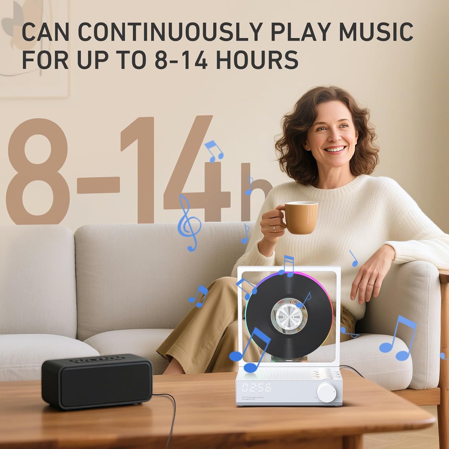 Retro Portable CD Player Bluetooth 5.3 CD Players for Home,Music Player with HiFi Speaker,Recheageable 4000mAh, Optical Fiber Version/FT/AUX Desktop CD Players(Gray)