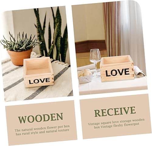 Miniatura 4 de Luxshiny Caja de madera de amor, maceta de madera, cubos de flores de boda, soporte de flores de jardín, mesa de jardín, camas de jardín elevadas,