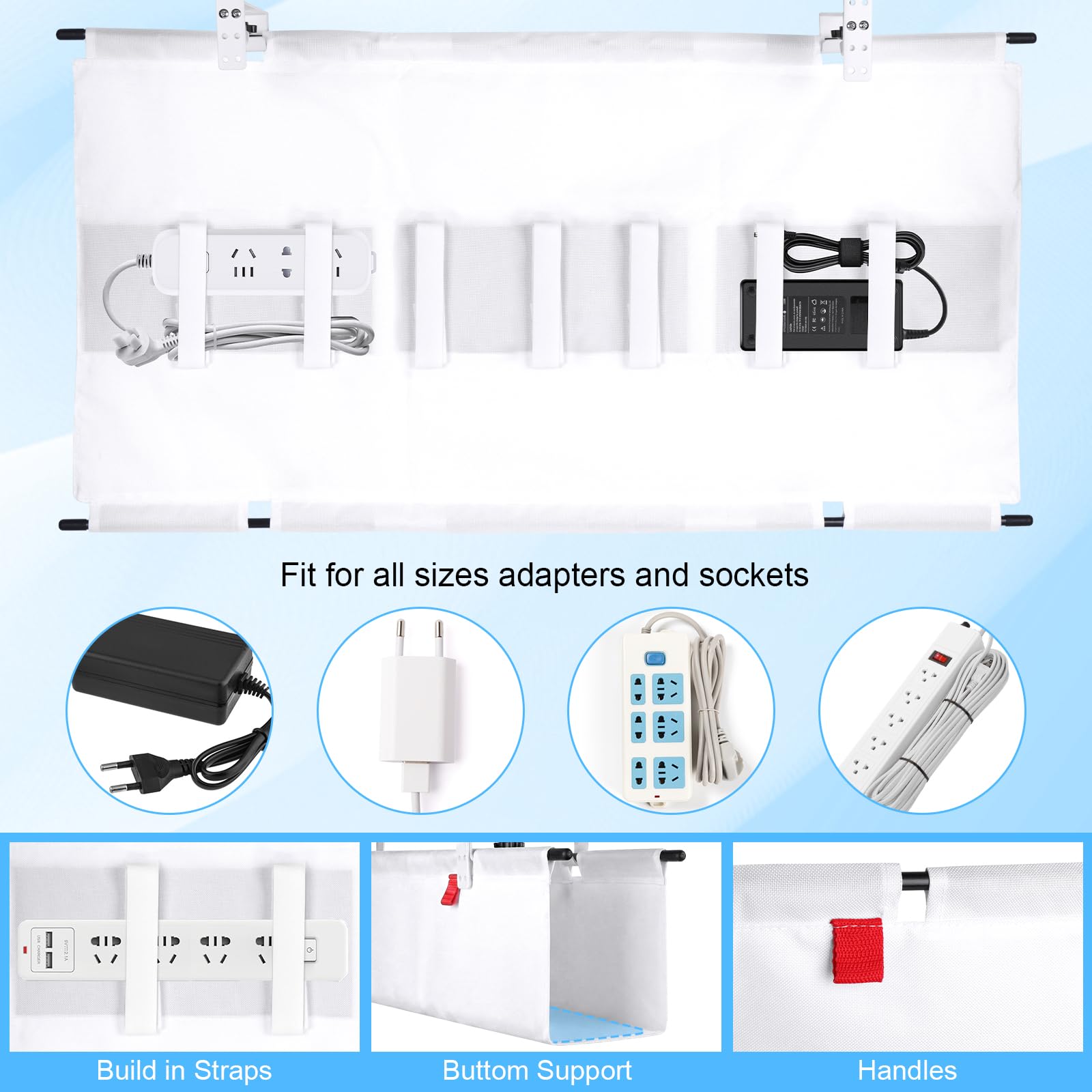 Kabelmanagement unter dem Schreibtisch 90cm Kabelkanal Ohne Bohren, Flexibler Kabel Organizer, Klemm- oder Schraubmontage, Weiß