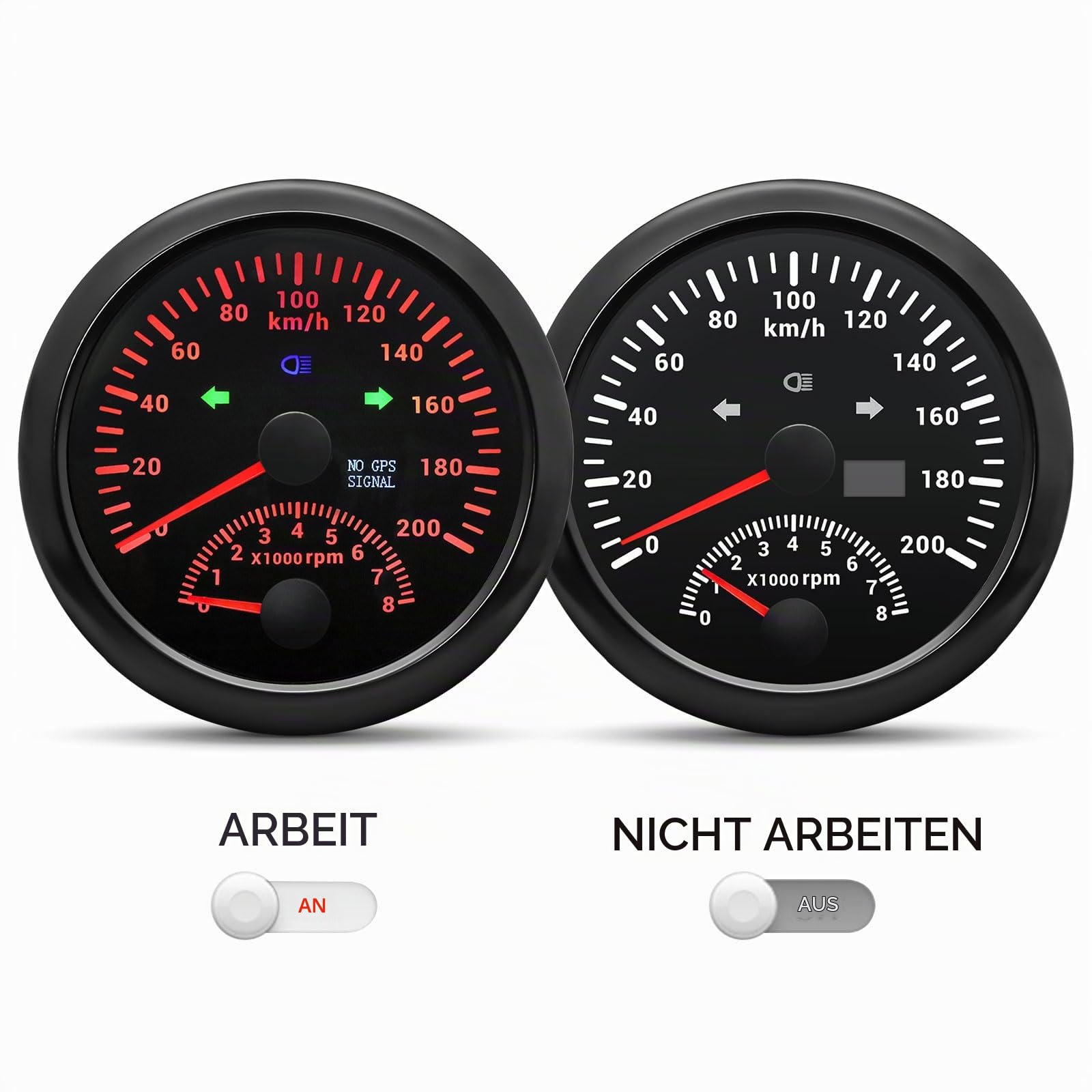 85mm GPS Geschwindigkeitsmesser 0-200 km/h mit Drehzahlmesser 8000RPM, 7 Farben LED Display für Auto, Boot, Truck