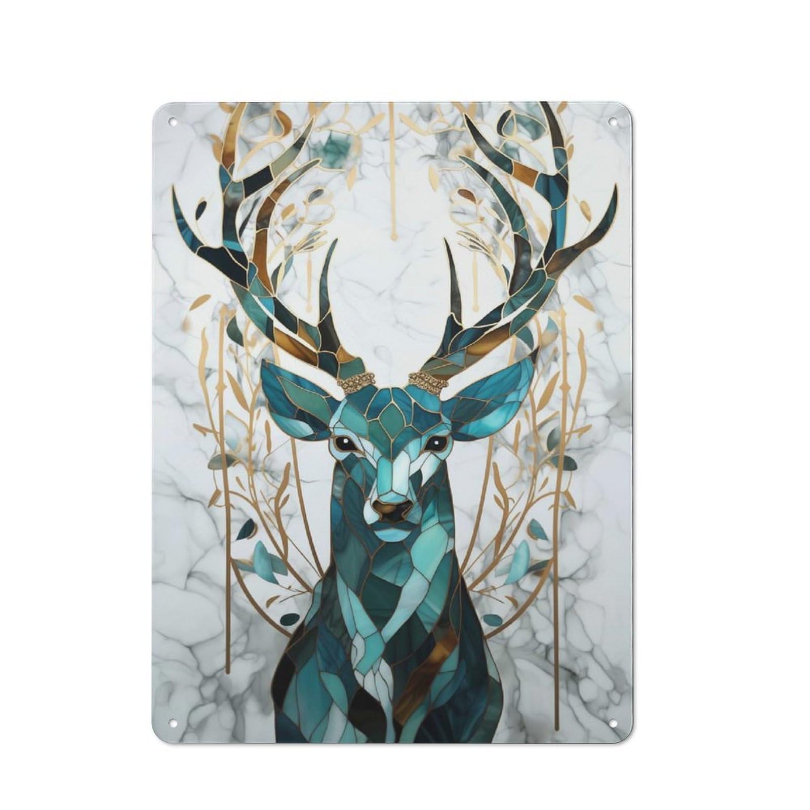 Junmoney Stag Kintsugi Art Rustic Metal Plaque 40X30cm For Man Cave Or Games Room, A Decorative Christmas Gift For Man Cave Decor Fans