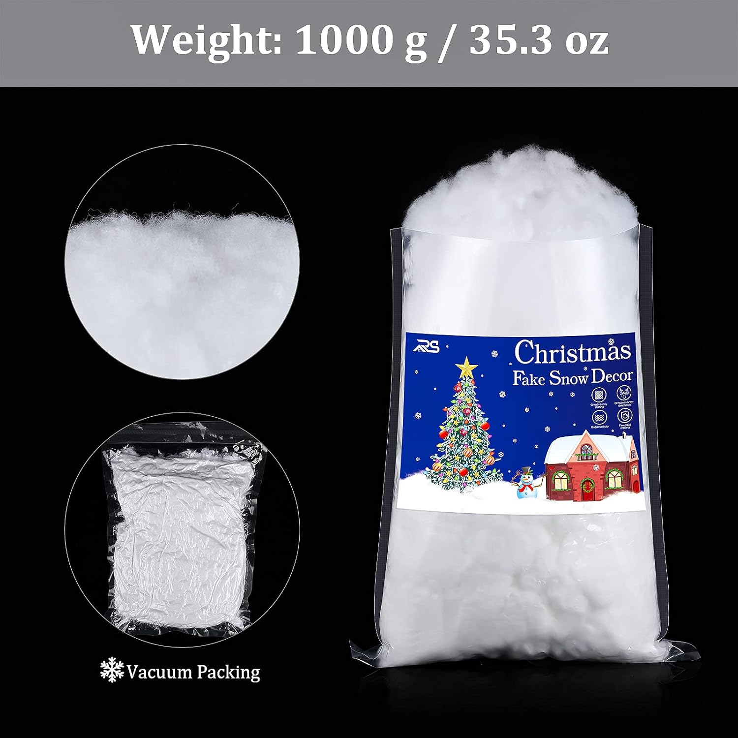 Ruisita Christmas Fake Snow Decor Cotton Fake Snow Xmas Fake Snow Decor Christmas Cotton Like Snow Blanket Fluffy Snow Fiber for Decorating Art and Craft, Christmas Decoration (2)
