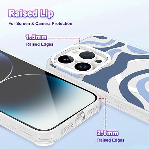 Miniatura 2 de ZIYE Funda diseñada para iPhone 14 Pro Max compatible con MagSafe Funda con bonito diseño ondulado para mujeres, niñas, hombres, TPU suave +