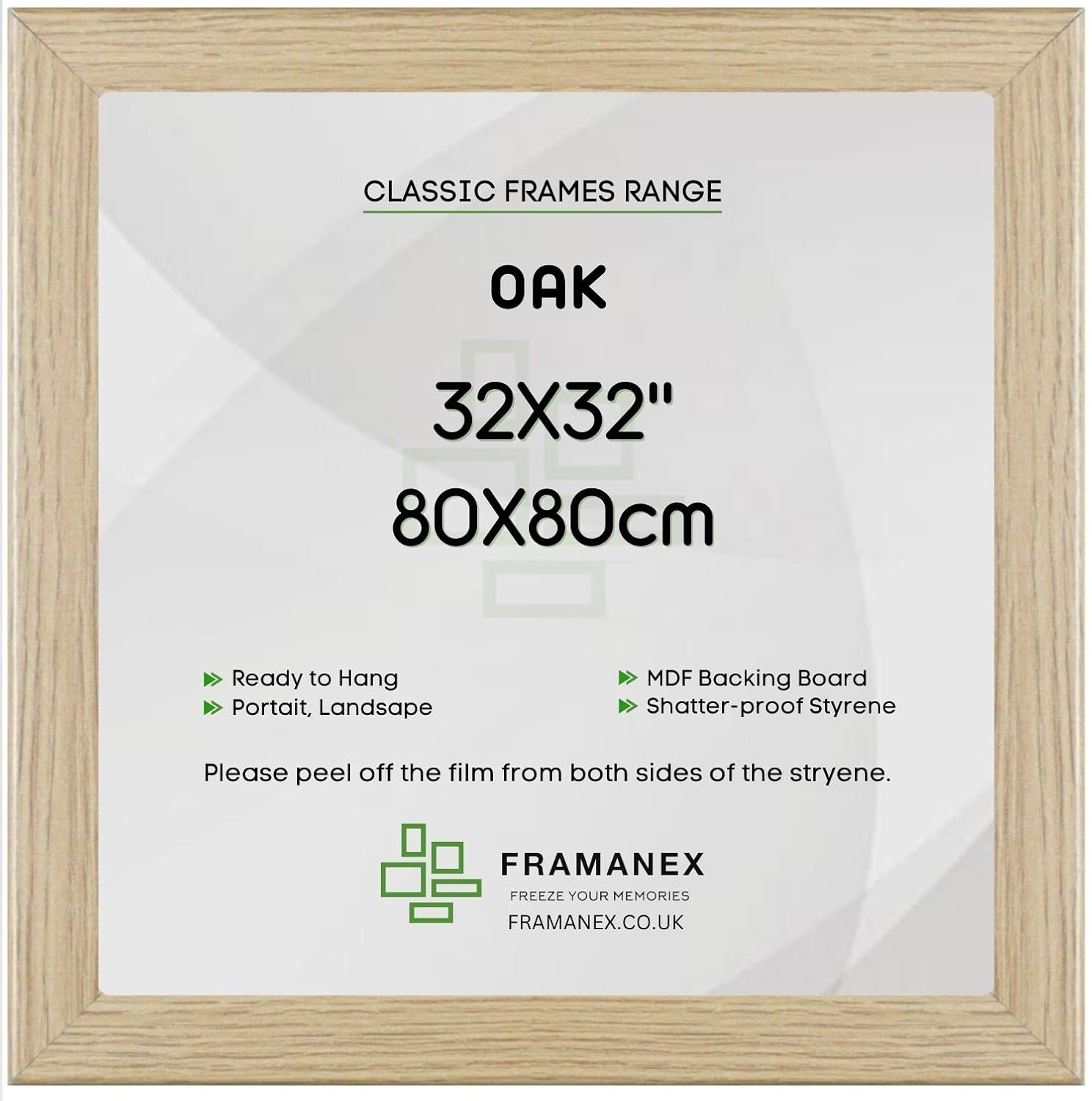 FRAMANEX Modern Oak Colour 80X80 CM Picture Photo Poster Frames 80X80