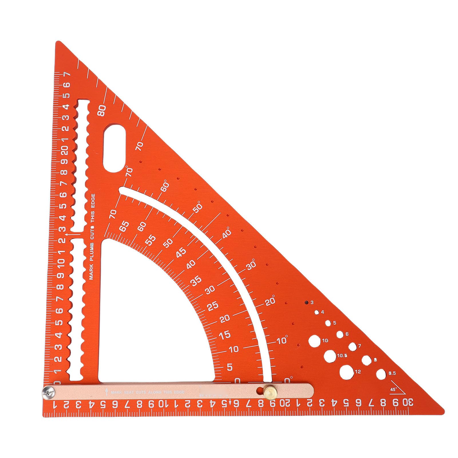 Fockety Escuadra de carpintero, escuadra ajustable para vigas de aleación de aluminio con transportador, regla para ingletes herramienta de marcado, guía de sierra para carpintería