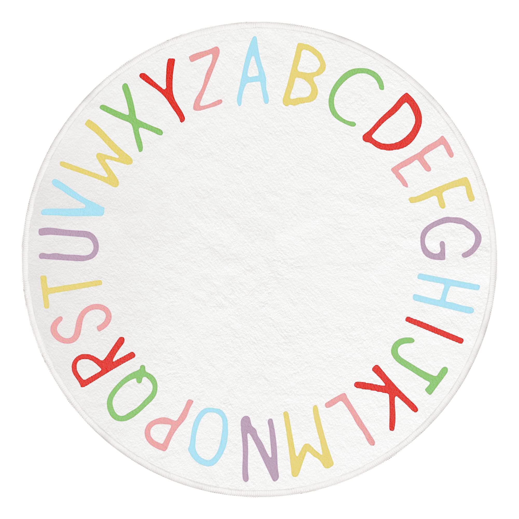 SHIPKEY Tappeti per camerette, tappeti da gioco rotondi per bambini, tappeti alfabetici colorati, tappeti per camerette per bambini, tappeti antiscivolo, tappeti per il soggiorno (120x120cm)