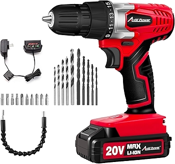 AVID POWER 20V Cordless Drill Set with Keyless Chuck and Drill Bits