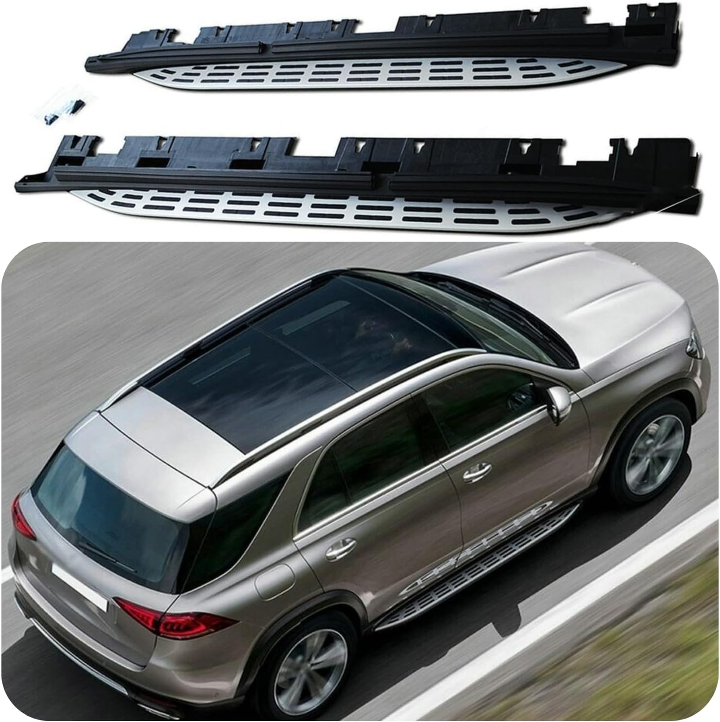 2PCS Running Boards Fit for 2020 2021 2022 2023 2024 2025 Mercedes Benz W167 GLE 350 450 Silver Black Side Steps Nerf Bars Accessories