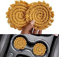 Vista 11 de Posavasos de algodón para portavasos de automóvil, 2 posavasos de automóvil, soporte para bebidas, bonitos accesorios para portavasos para mujeres