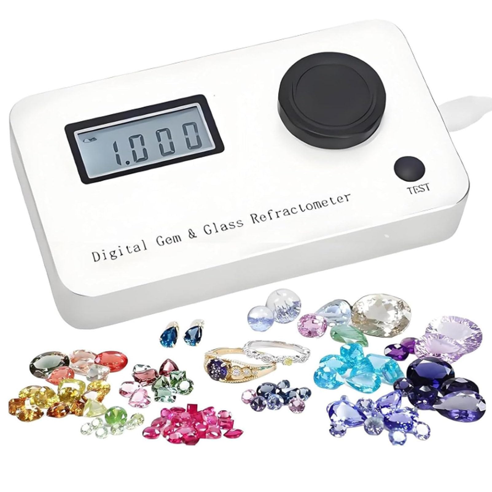 Gemstone Refractometer, Digital Jewelry Tester Identification Tools with Large LCD Backlight, Refractive Index 1.300-3.000/error: + -0.005/accuracy: 0.001, for Jewelry, Gold & Silver and Diamond