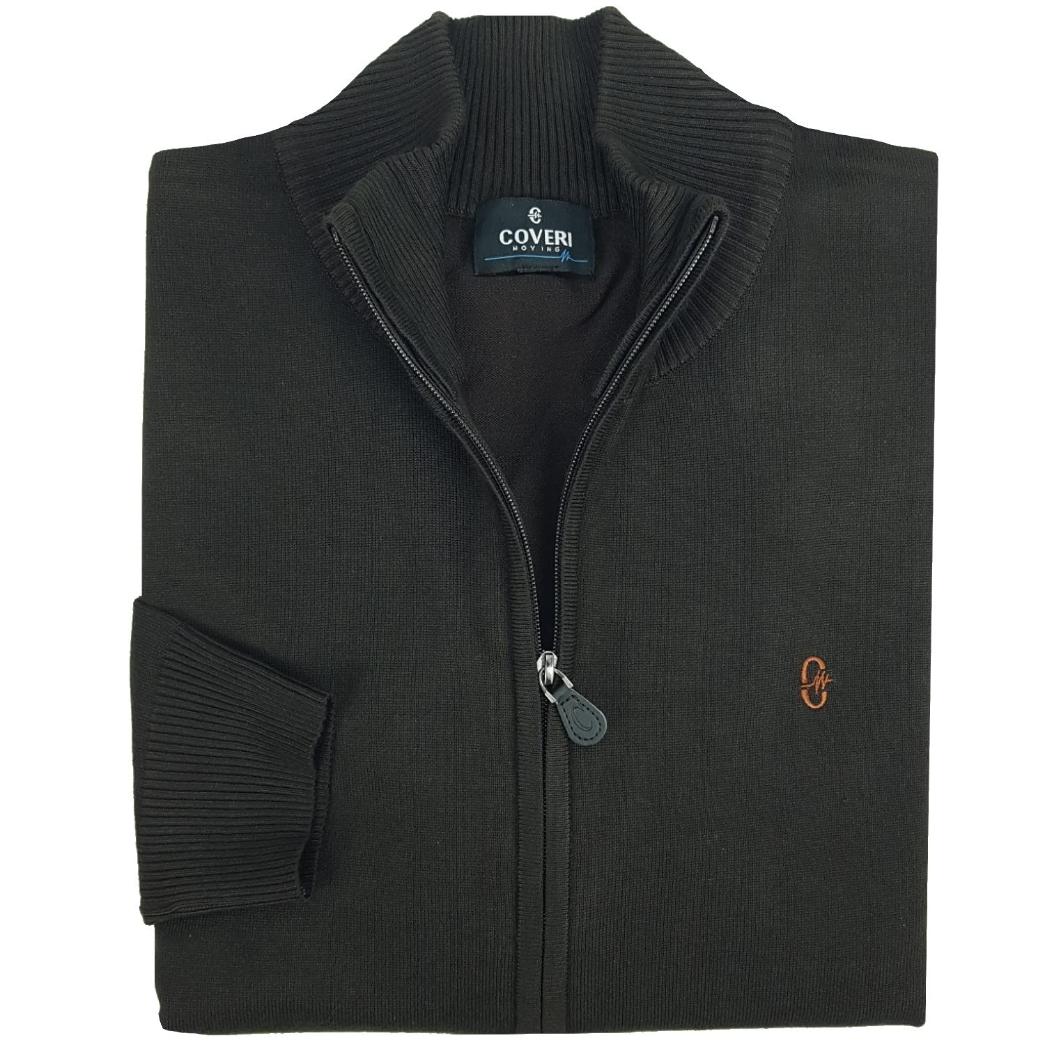 Coveri Giacca Cardigan in Effetto Lana con Zip Cerniera Grigio Uomo Taglie Forti 3XL 4XL 5XL 6XL