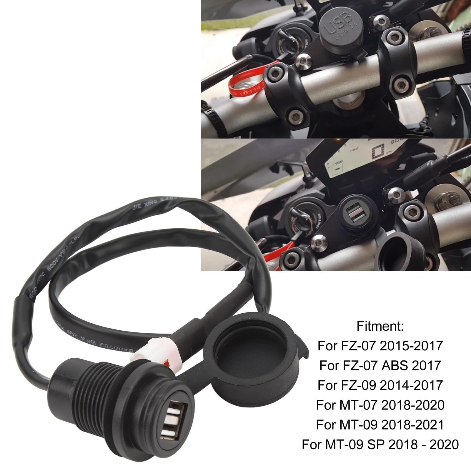 Dual USB Charger Plug, Motorcycle Usb Fast Charger Charger for Motorcycle Socket Adapter Motorcycle USB Power Socket Modification for MT?07 MT? 09 2018 to 2020