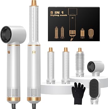 Airbrush Hair Styler, Air Brush 5 in 1 with Curl Straighten, Volumise, Smooth and Drying for Styling, Airbrush 5 in 1 Hot Air Styler for All Hair Type/Length